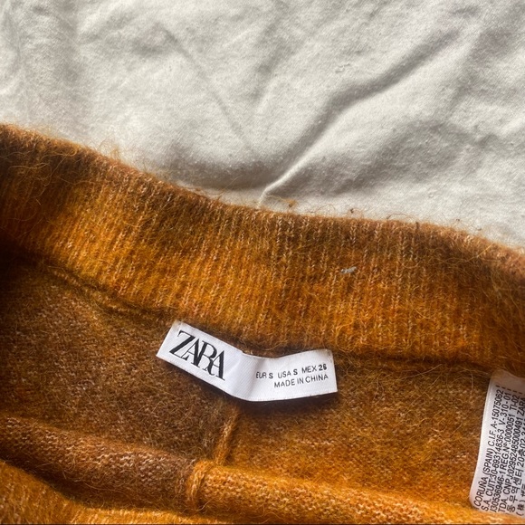 zara fuzzy orange striped pants high waisted - Picture 3 of 5